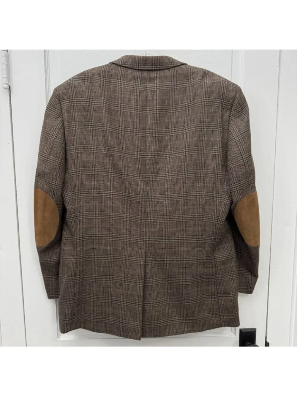 Meeting Street 44R Brown Glen Plaid 100% Lambswool Sport Coat Elbow Patches